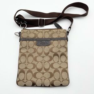 Coach Tan and Brown Signature Crossbody Bag